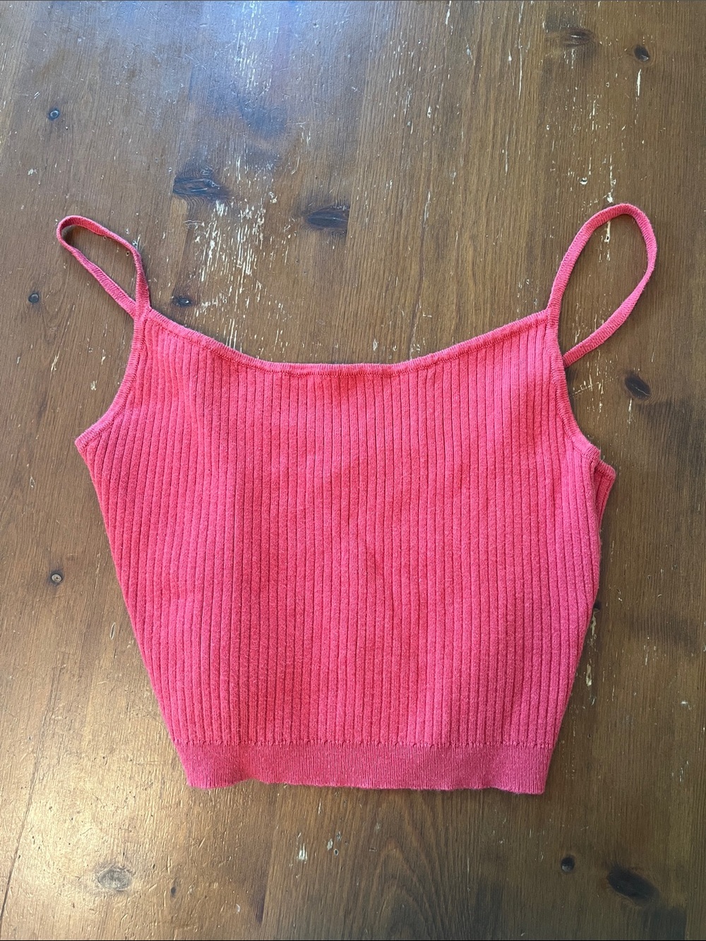 Women's Red Ribbed Camisole Tank Top